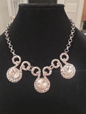 paparazzi Silver-Tone Triple Crystal Drop Necklace